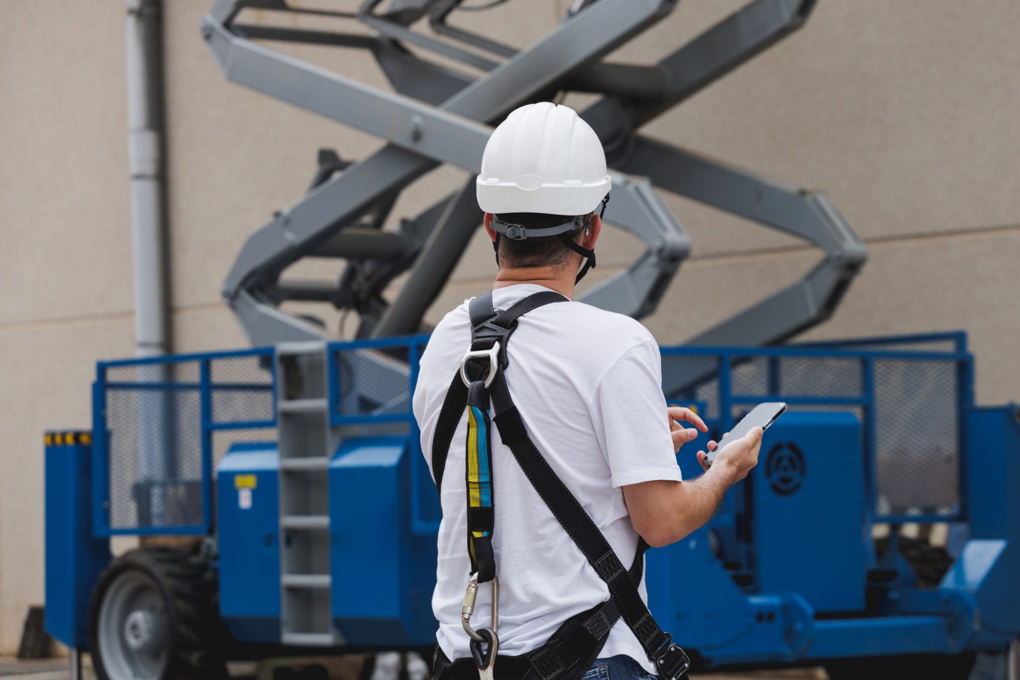 Construction worker with safety gear